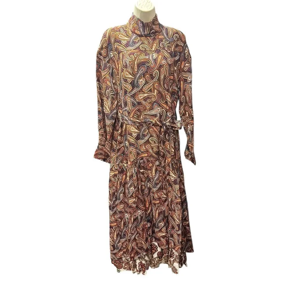 ULLA JOHNSON Paisley Print Wool Twill Adira Dress New With Tags Size 0